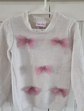 Little Lass Girls 4t Ribbon Sweater With Bows